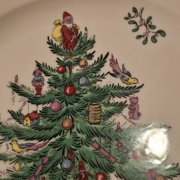 Spode Christmas Santa Topped Tree Salad Plate 7.75"  Set of 4 - Picture 2 of 5